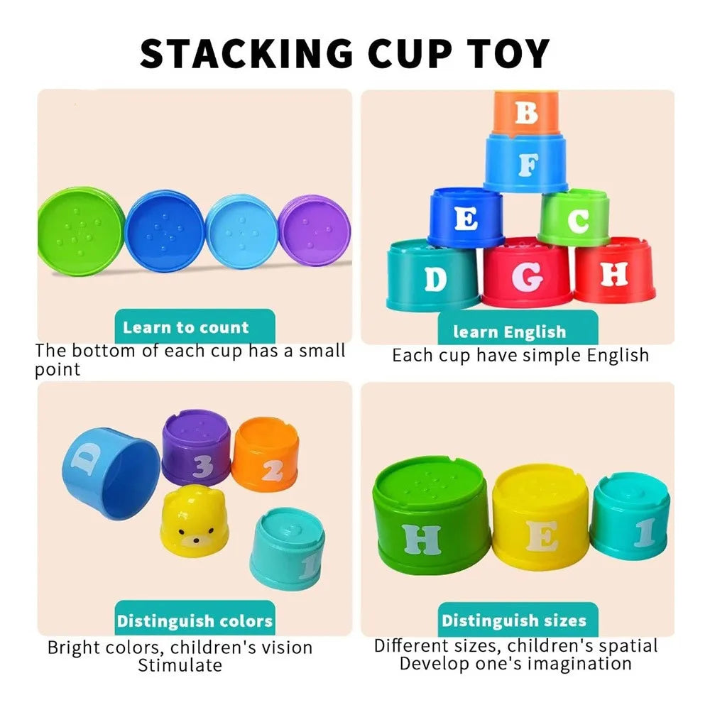 8 colorful Stacking Cups, Beach, Bathtub Educational Toys for Toddler - LittleOzKid