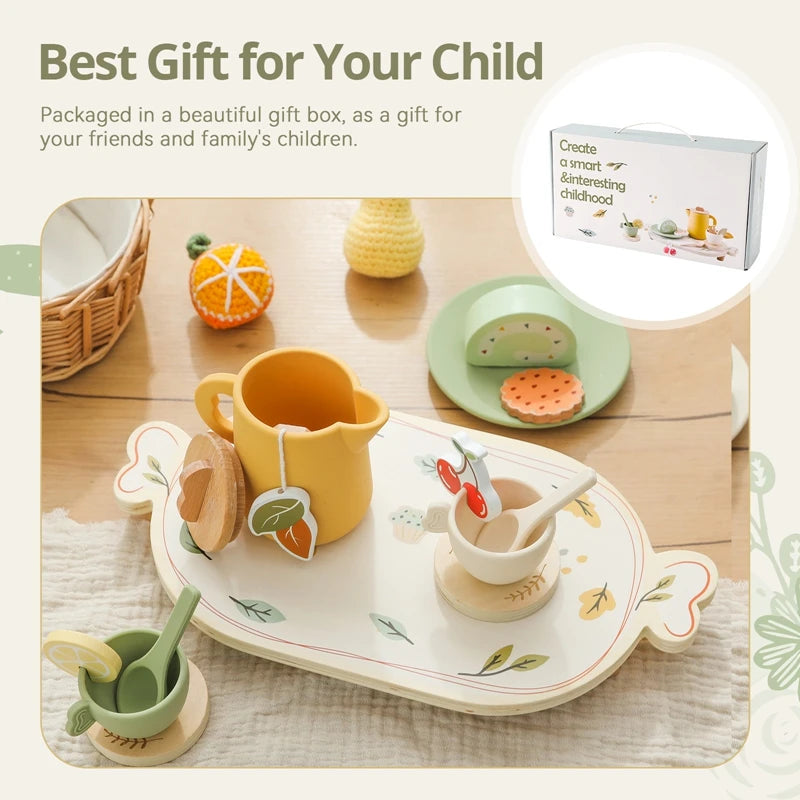 Kids Wooden Montessori Toys Afternoon Tea Set - LittleOzKid