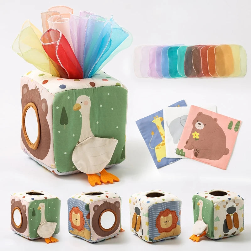 Magic Cotton Animal Tissue Box, Busy Board Baby Educational Activity Sensory Toy - LittleOzKid