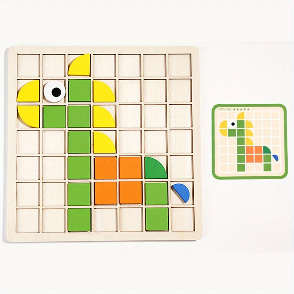 120Pcs Wooden Mosaic Puzzle, Jigsaw Puzzle Board Set for kids - LittleOzKid