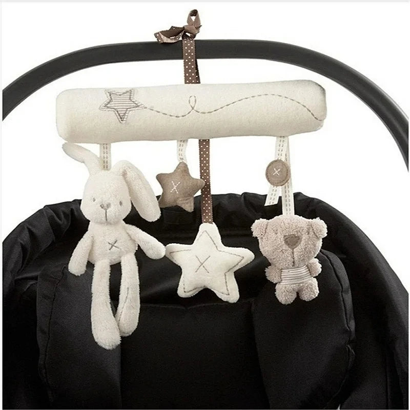 Soft Rabbit Hanging Rattle Plush toy for Strollers and Crib with Pendant Bell