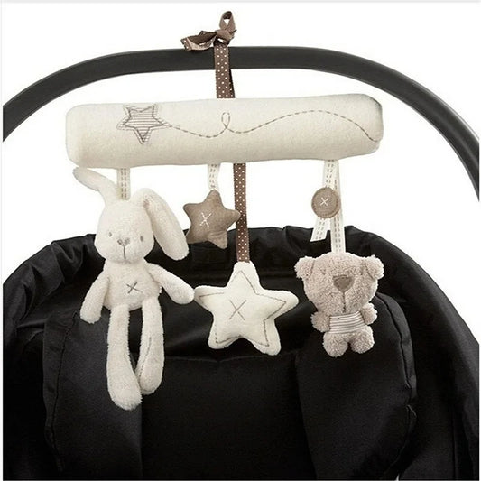 Soft Rabbit Hanging Rattle Plush toy for Strollers and Crib with Pendant Bell