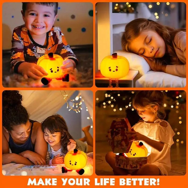 Cute Halloween Lantern Pumpkin Night Light, Rechargeable Silicone Lamp