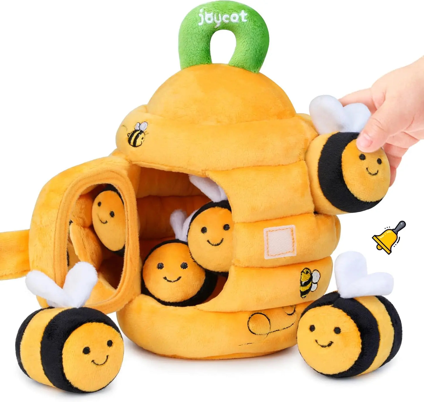 Montessori Busy Beehive Plush Toy – Soft Sensory Baby Toy with Rattle, Mirror, Crinkle & Squeaker Bees
