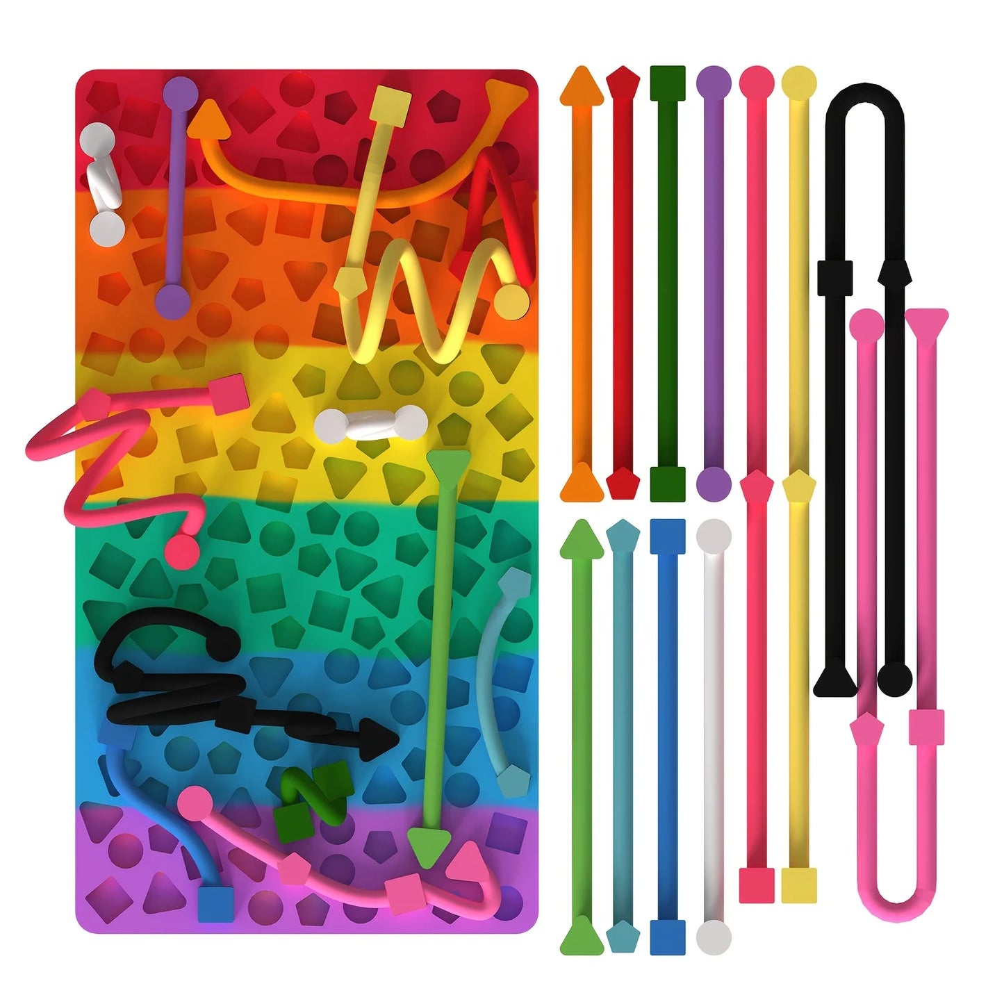 Montessori Sensory Activity Board - Silicone Fidget & Shape Matching Toy