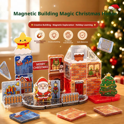 Christmas Mini Magnetic Blocks Puzzle Set For Kids With Portable Iron Box