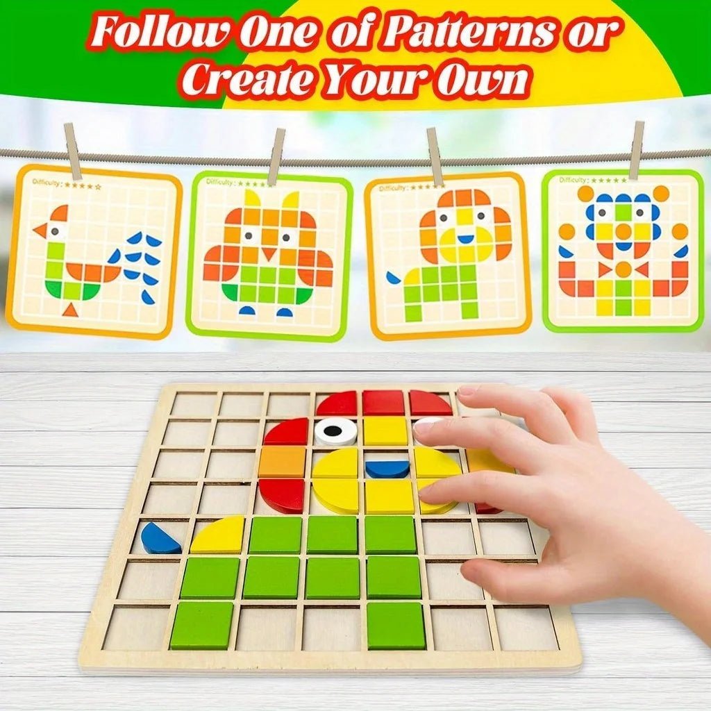 120Pcs Wooden Mosaic Puzzle, Jigsaw Puzzle Board Set for kids - LittleOzKid