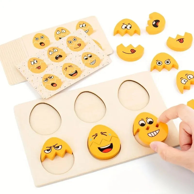 Montessori Wooden Feelings Expressions Egg Shaped Toy