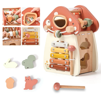 Montessori Wooden Musical Busy Activity Box, Sensory Play for Babies & Toddlers