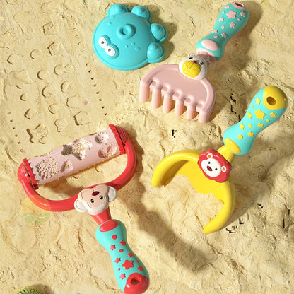 7 Piece Silicone Beach Toys, Summer Water Play Set Kids Toy with Shovel Sand Moulds - LittleOzKid