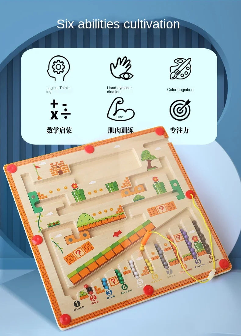Wooden Magnetic Color and Number Maze, Color Matching Montessori Toys - LittleOzKid