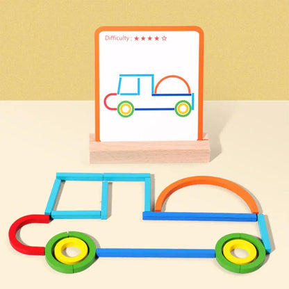 Montessori Wooden Sticks & Rings Jigsaw Puzzle