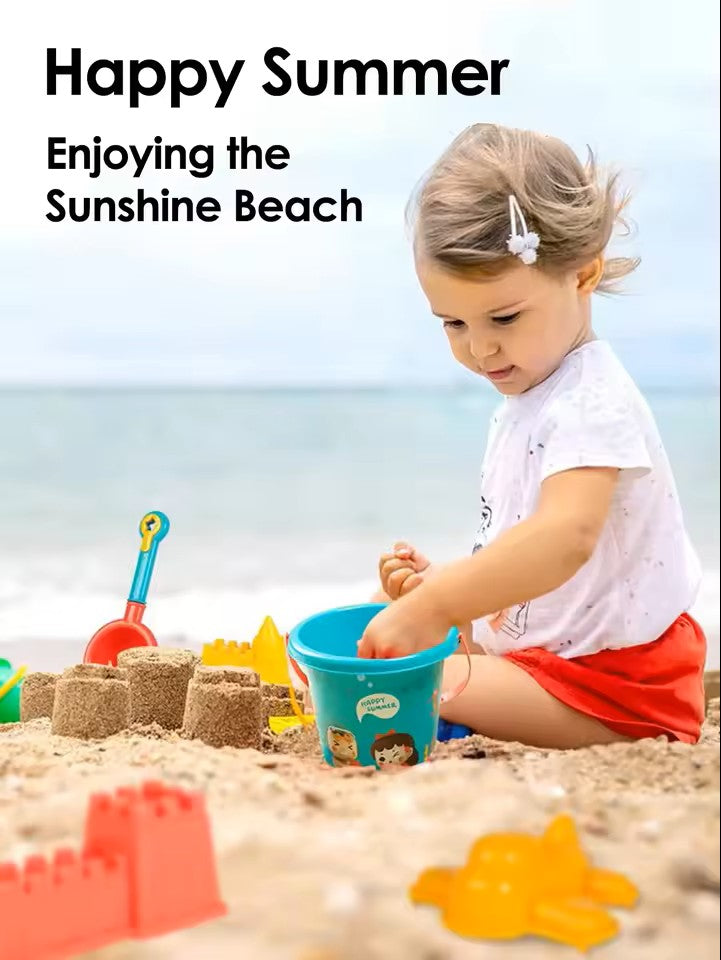 18PCS Beach Sand Toy Set, Beach Bucket Play Set Kids Toy with Shovel Sand Moulds
