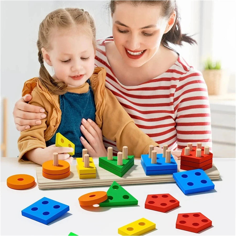 Montessori Early Education Toy – Column Shape Sorter Building Blocks