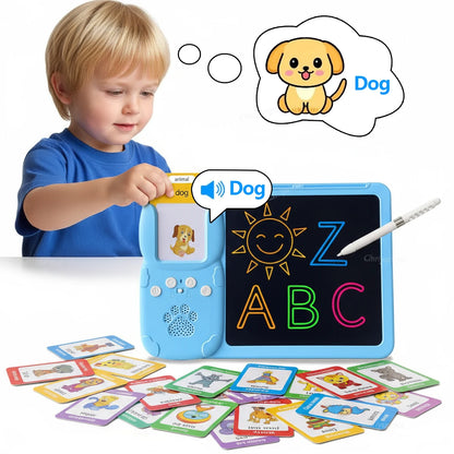 Montessori 2‑in‑1 Electric Talking Flash Cards & LCD Writing Tablet