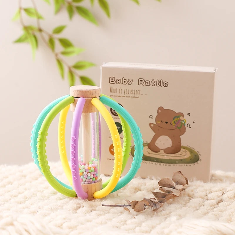 Baby Rainbow Silicone Teether Toys, Music Rattle Sensory Toys - LittleOzKid