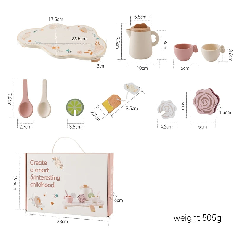 Kids Wooden Montessori Toys Afternoon Tea Set - LittleOzKid