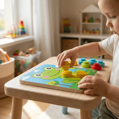 Montessori Mushroom Nail Puzzle & Color Recognition Learning Toy