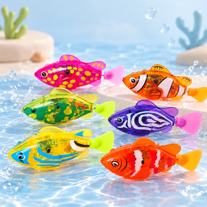 6 Pcs Electronic Swimming Fish Bath Toy With LED Light