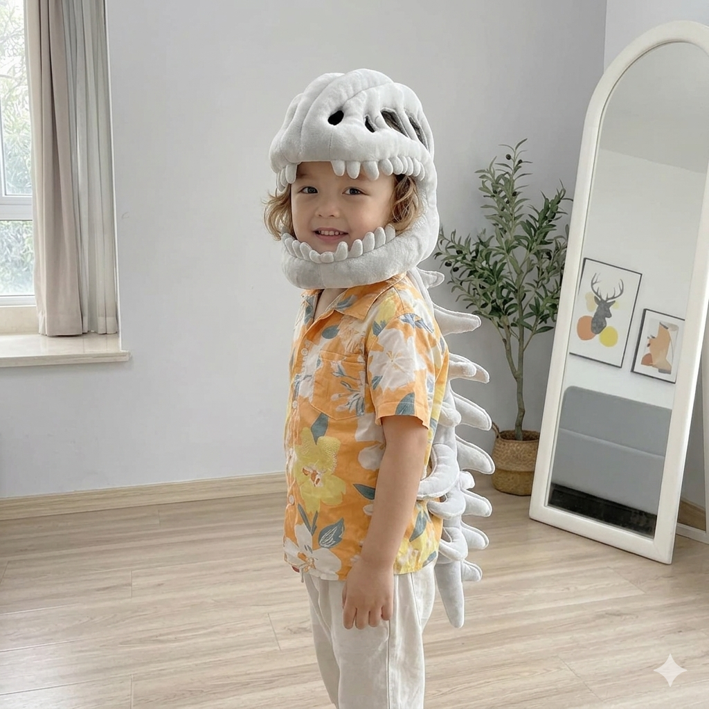 75/115cm Cozy Dinosaur Skeleton Head Costume Plush Toy