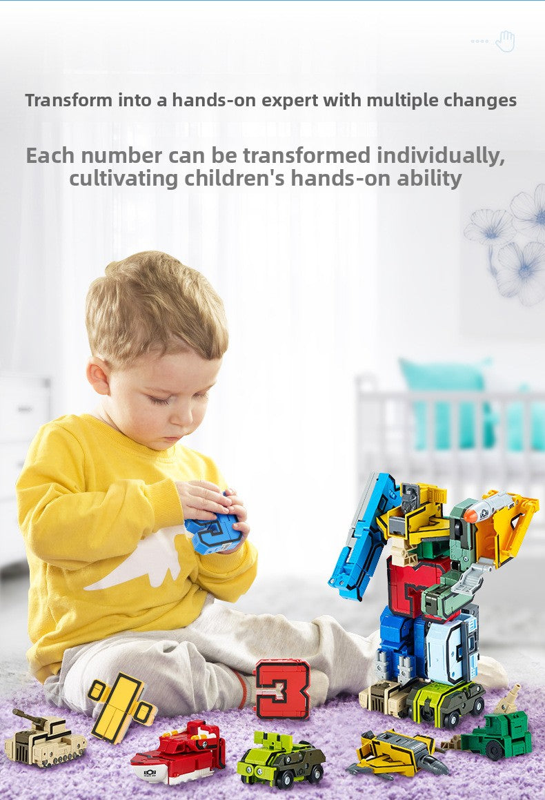15 Pcs Number Robot Toy Set Transformable Educational Building Block Action Figures