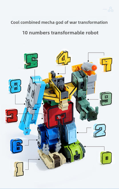 15 Pcs Number Robot Toy Set Transformable Educational Building Block Action Figures
