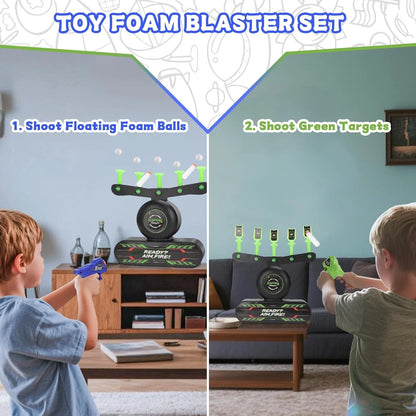 Glow in The Dark Floating Target Game Practice Kids Shooting Toy Gun Set