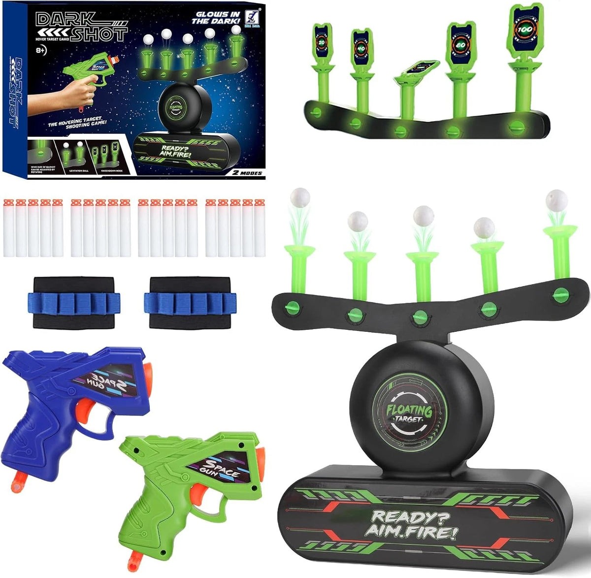 Glow in The Dark Floating Target Game Practice Kids Shooting Toy Gun Set