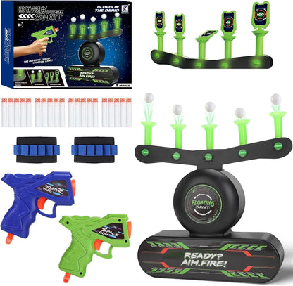 Glow in The Dark Floating Target Game Practice Kids Shooting Toy Gun Set