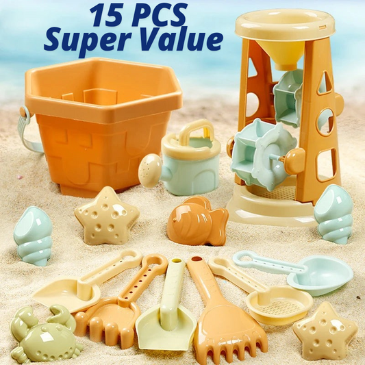 5 to 15 Piece Beach Bucket Play Set Kids Toy with Shovel Sand Moulds, Truck - LittleOzKid