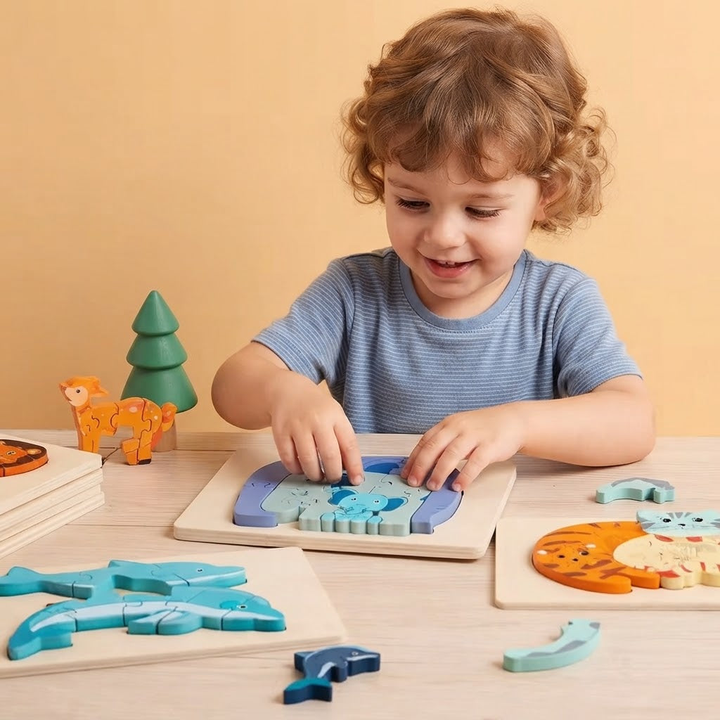 Montessori Wooden Animal Jigsaw Puzzle – (Buy 4 for $64)